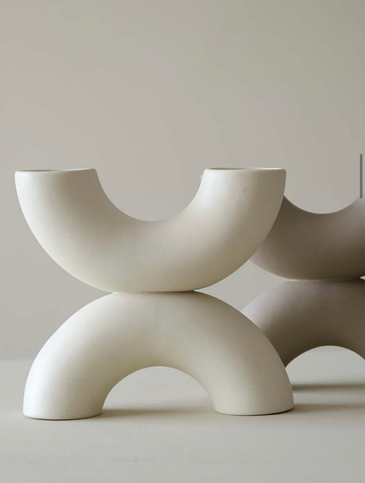 Abstract X Ceramic Vase - Vanilla Shadows