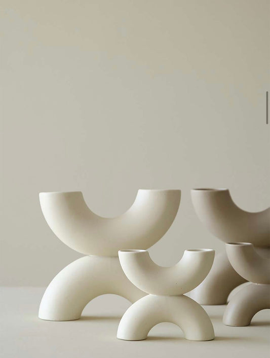 Abstract X Ceramic Vase - Vanilla Shadows