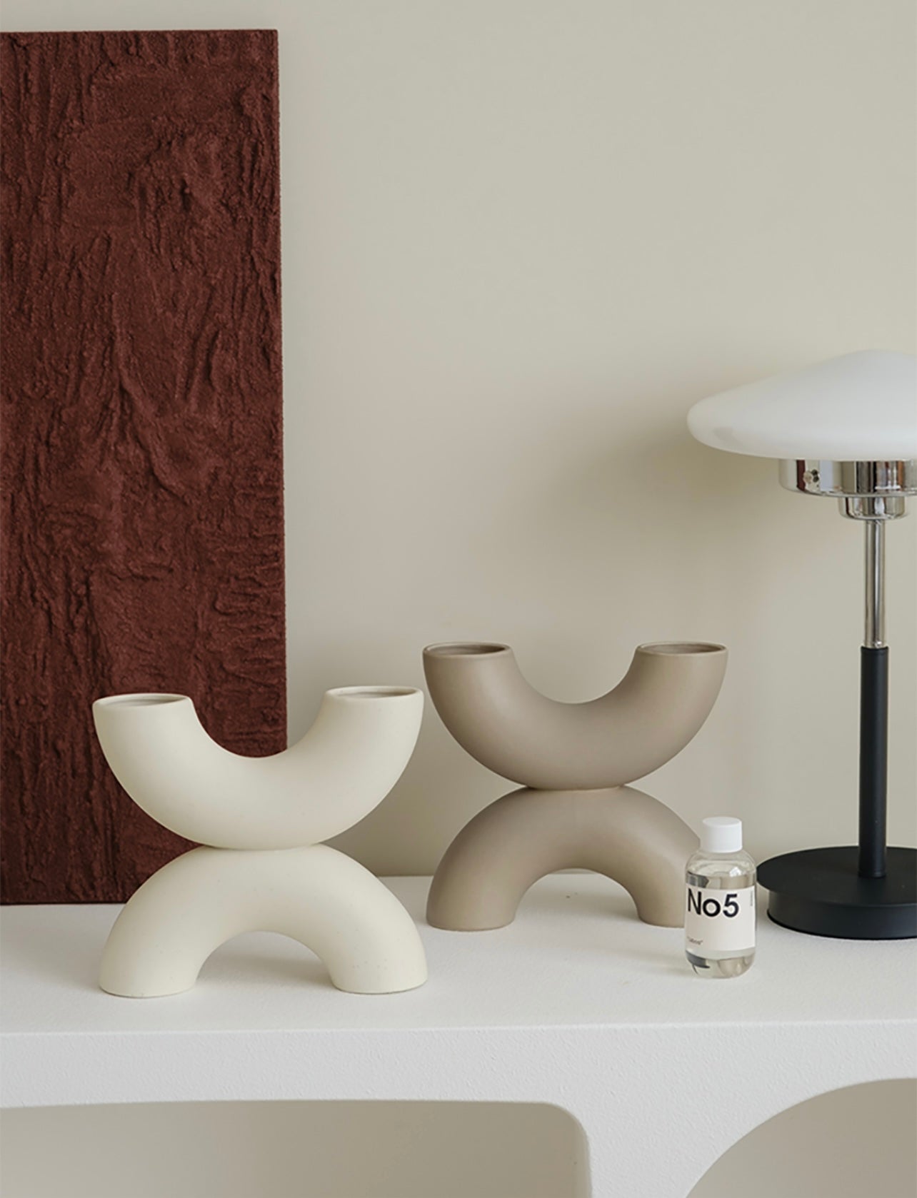 Abstract X Ceramic Vase - Vanilla Shadows