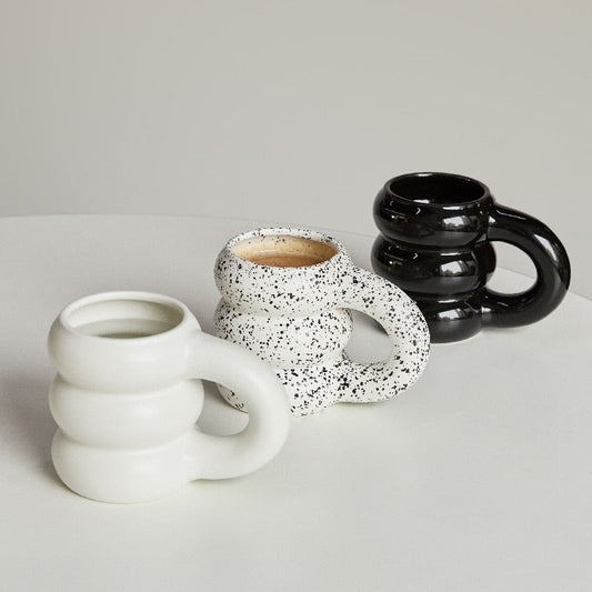 Chunky Monochrome Mugs - Vanilla Shadows
