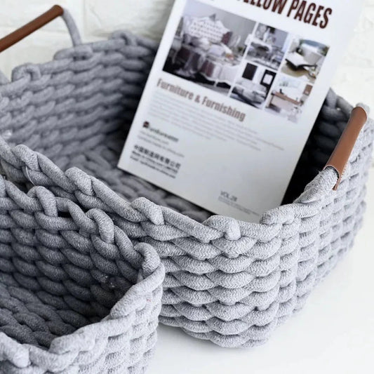 Grey Woven Storage Basket - Vanilla Shadows