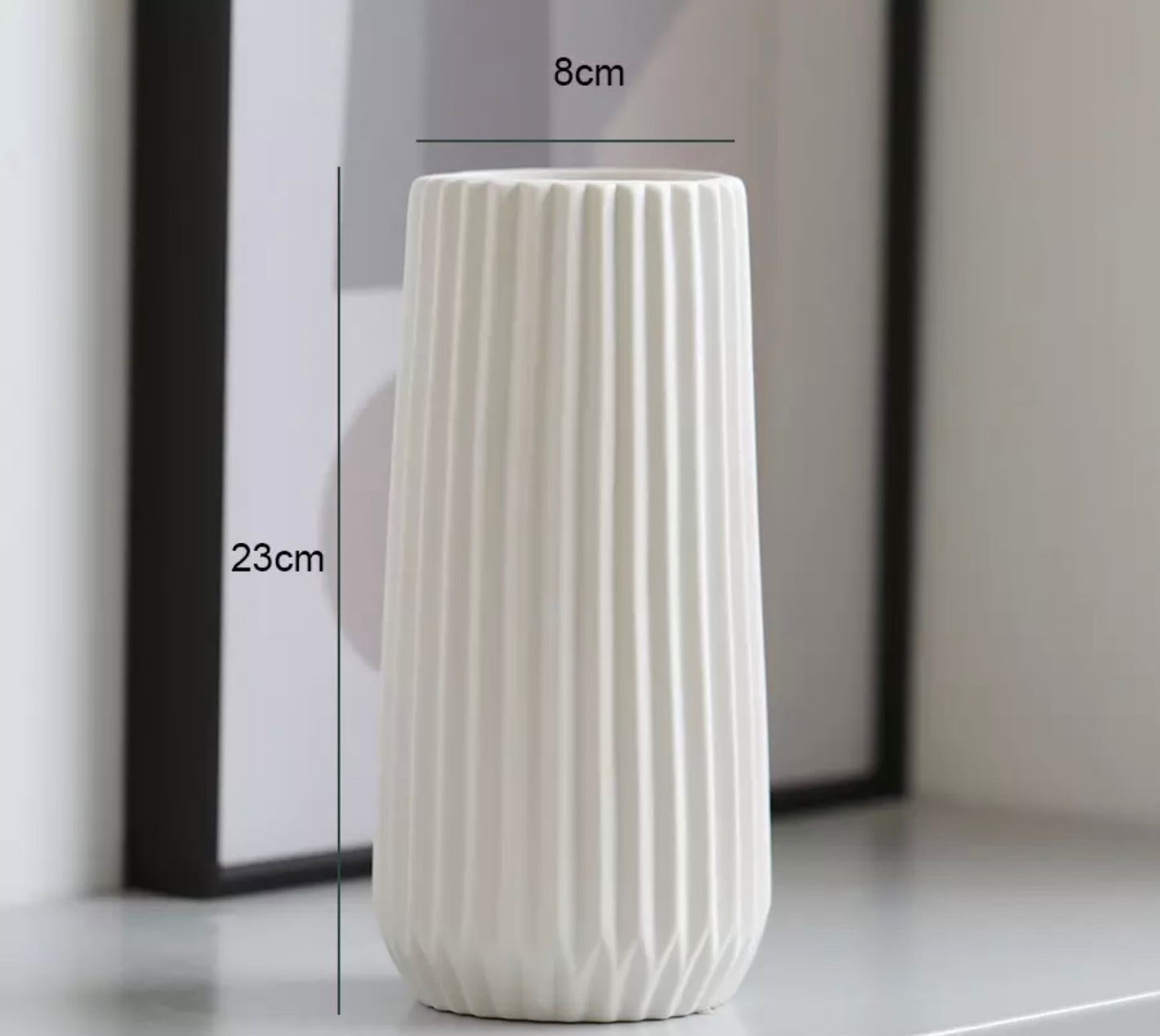White-Ribbed-Ceramic-Vase
