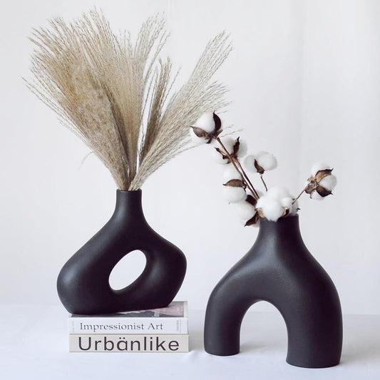Hollow-Stoneware-Black-Ceramic-Vases