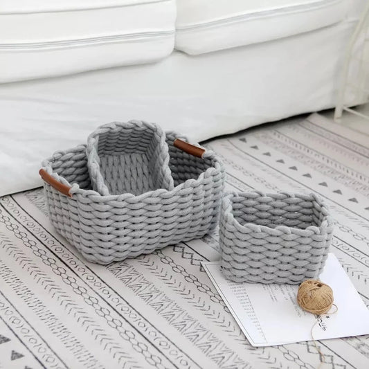 Grey Woven Storage Basket - Vanilla Shadows